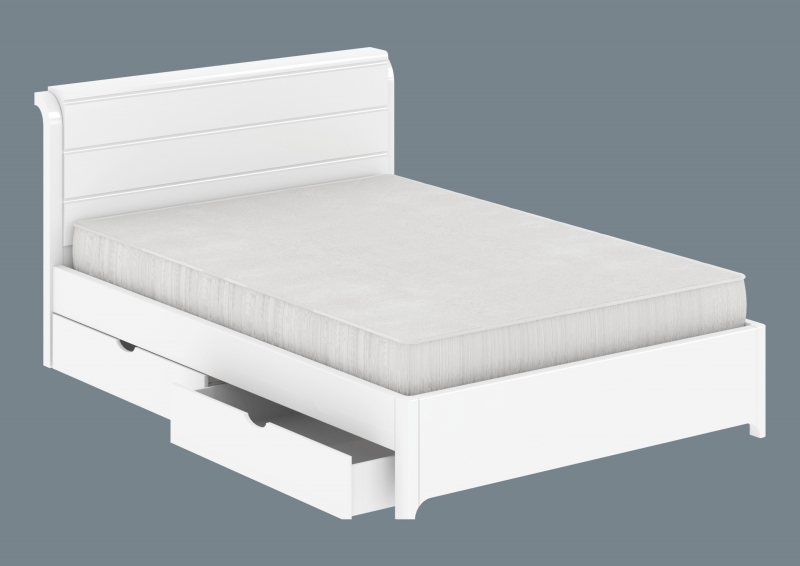 Кровать с низким изножьем Серия 18, цвет Белая Эмаль - фото - 3